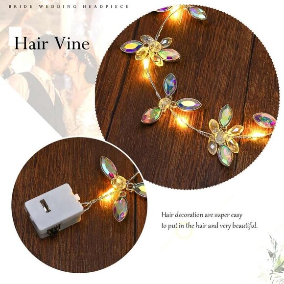 LED Wedding Hair Vine Silver Rhinestone Bridal Headpiece for Women Girls main image 7